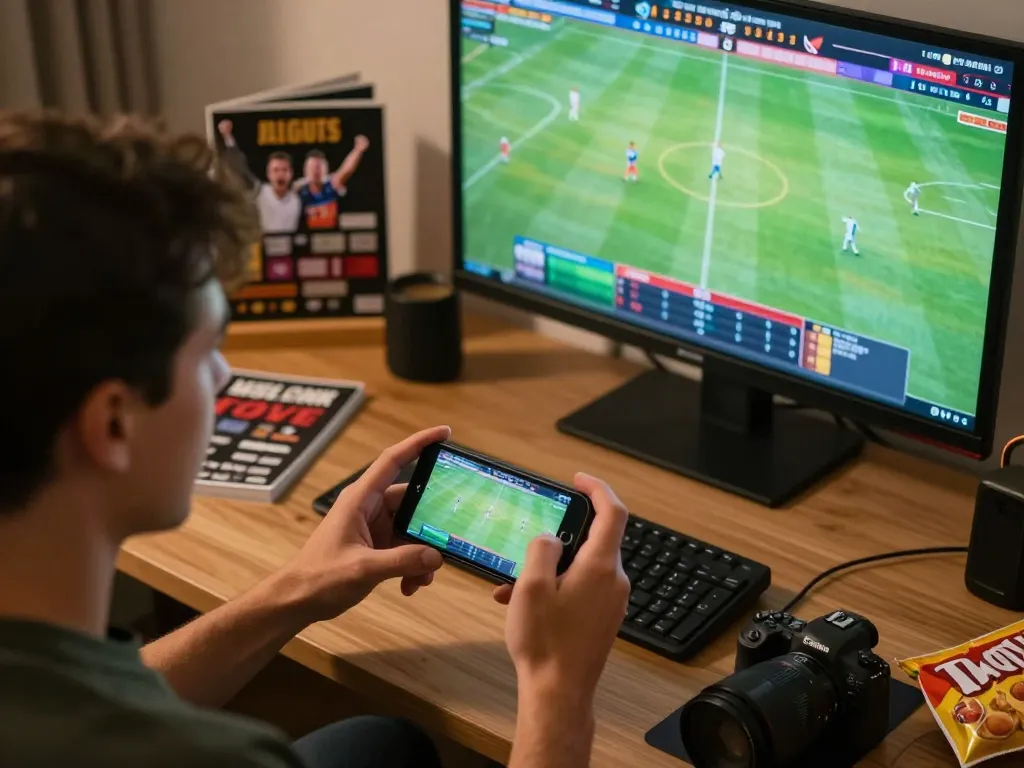 Engaging online sports betting scene showing dynamic smartphone usage, highlighting tr88 strategies for better odds.