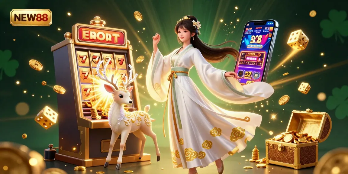 Experience exciting gameplay with NEW88's vibrant casino scene and stunning 3D elements.