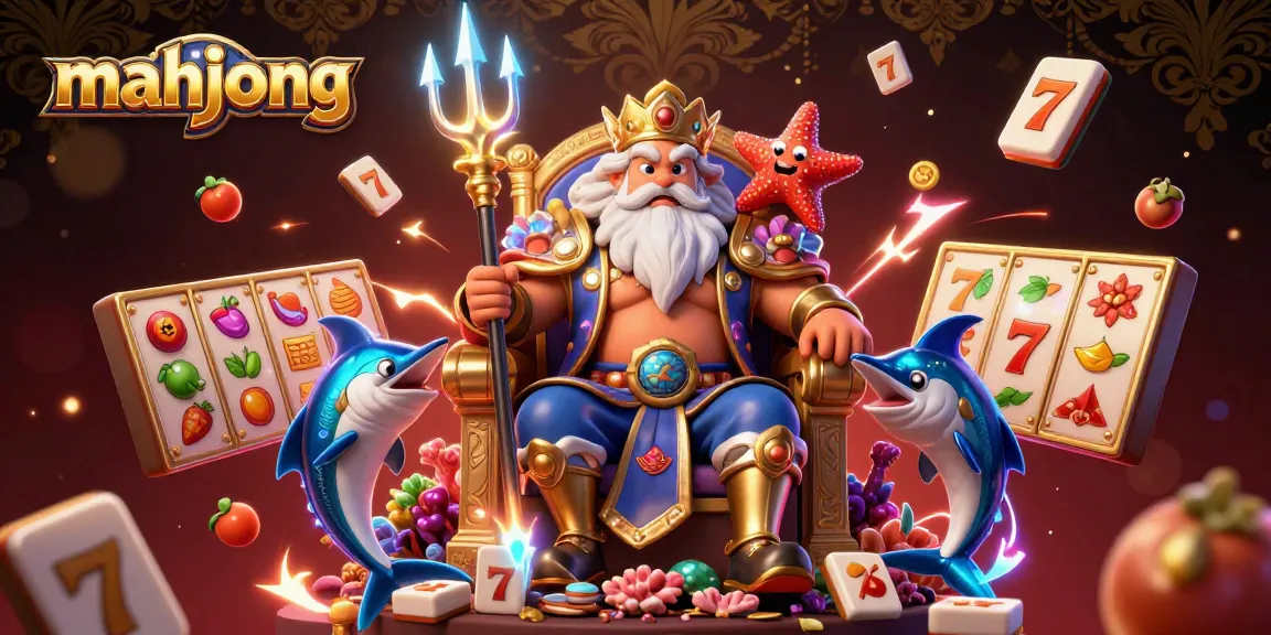 Experience mahjong action with vibrant slot reels and character interplay in this stunning 3D illustration.