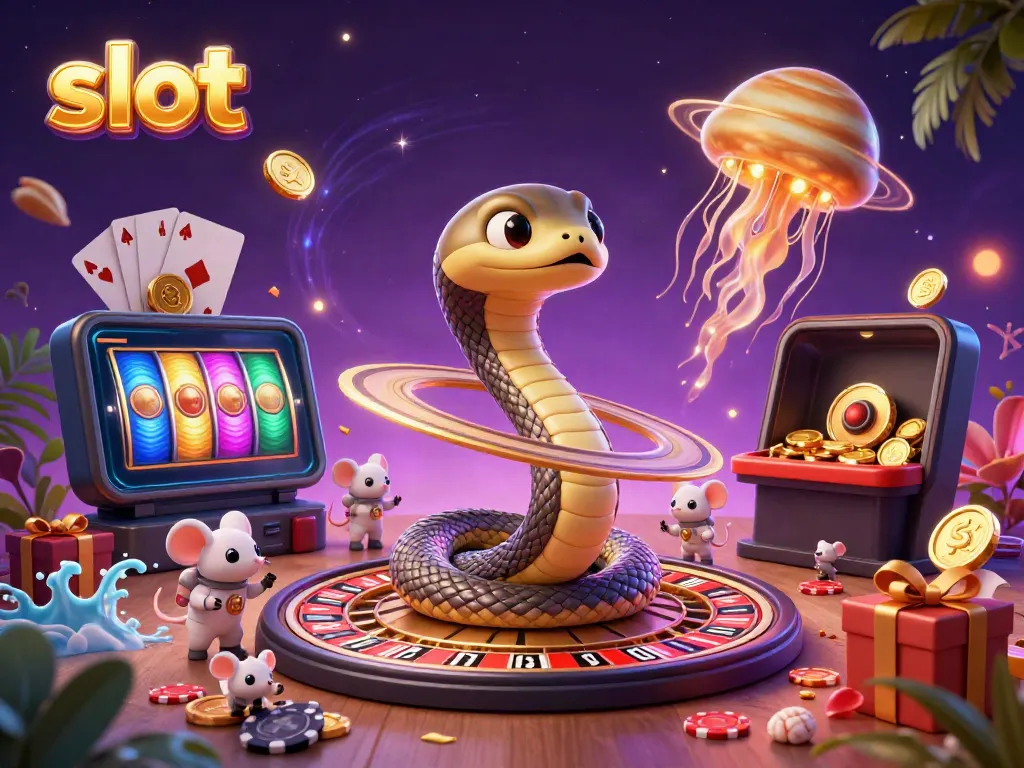 Slot yang menarik dengan karakter slot dan dealer di luar angkasa, menarik pemain dengan banyak aksi dan visual yang kaya.