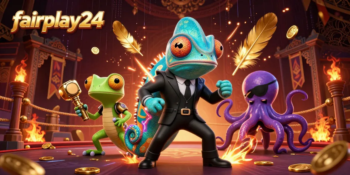 Engage in thrilling bets with fairplay24's vibrant gaming illustration showcasing a dynamic casino scene.