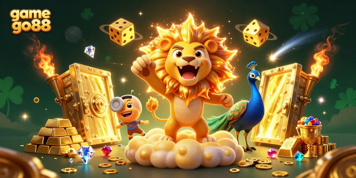 Experience thrilling wins with the game go88 in this vibrant casino-themed illustration.