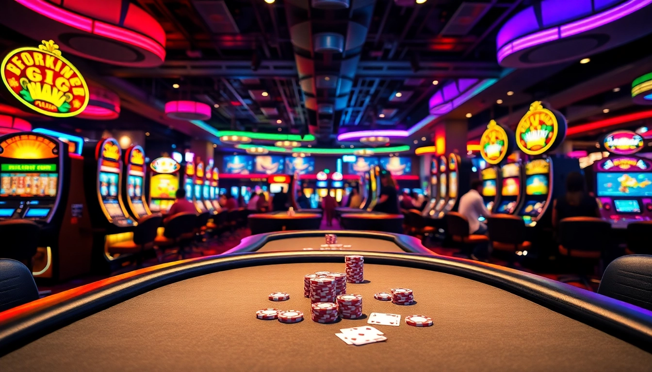 Bermain di kasino KUY4D dengan mesin slot berwarna-warni yang menghidupkan suasana.