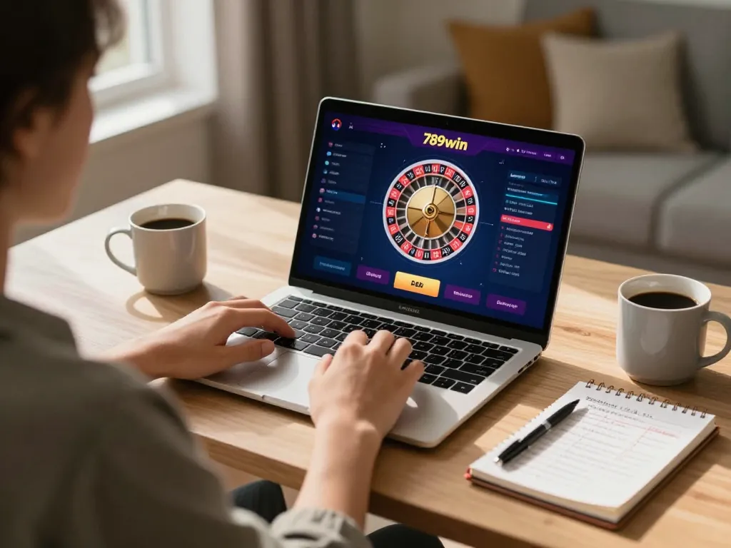 Engaging with the app 789win while playing online roulette from home, showcasing strategic gameplay.