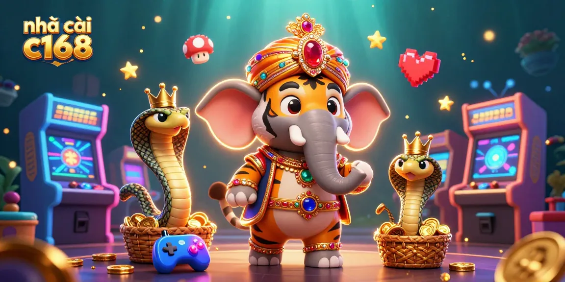 Play exciting games at nhà cái c168 with vibrant characters, arcade themes, and dynamic casino elements.