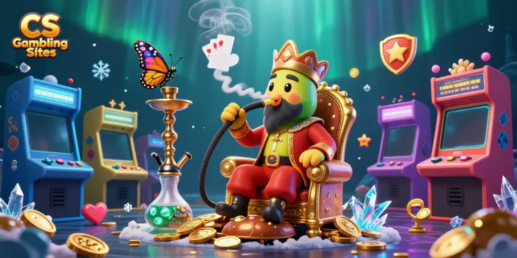 Engaging scene of CS Gambling Sites with vibrant 3D characters, gaming elements, and casino decor.