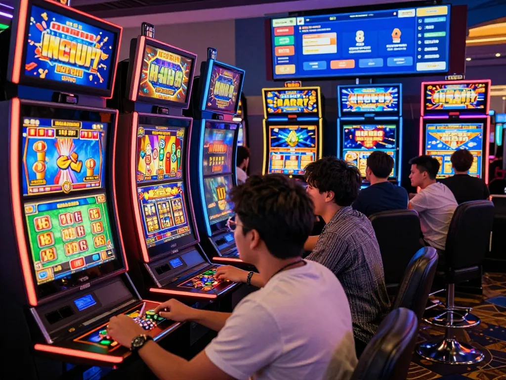 Dynamic online gaming experience at situs gacor with diverse players at vibrant virtual slots.