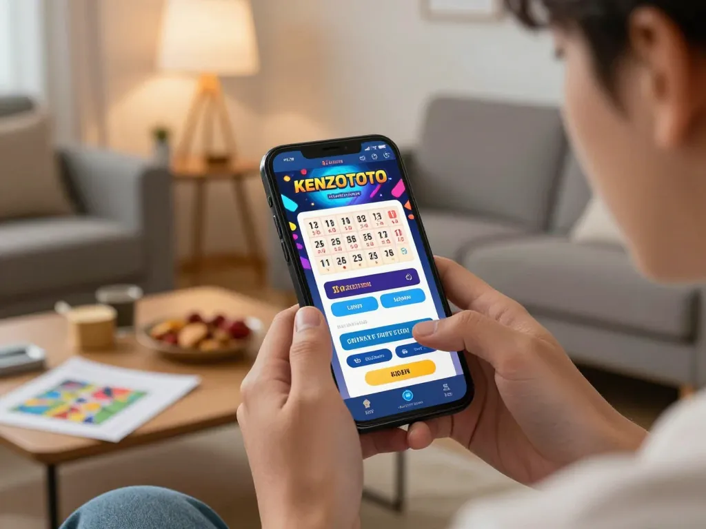 Penggemar judi yang menggunakan aplikasi login KENZOTOTO untuk hasil lotere di lingkungan rumah yang nyaman.