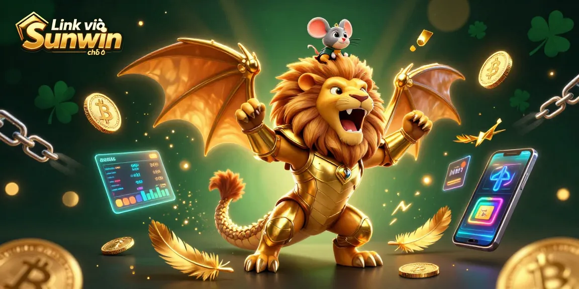 Engage with Link vào Sunwin chính thức through a vibrant 3D fantasy casino illustration of unique characters and crypto elements.