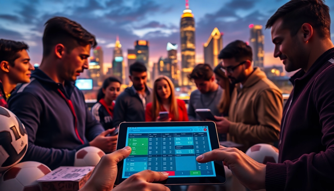 Engaging online Betting experience with vibrant atmosphere and digital interface in urban setting.