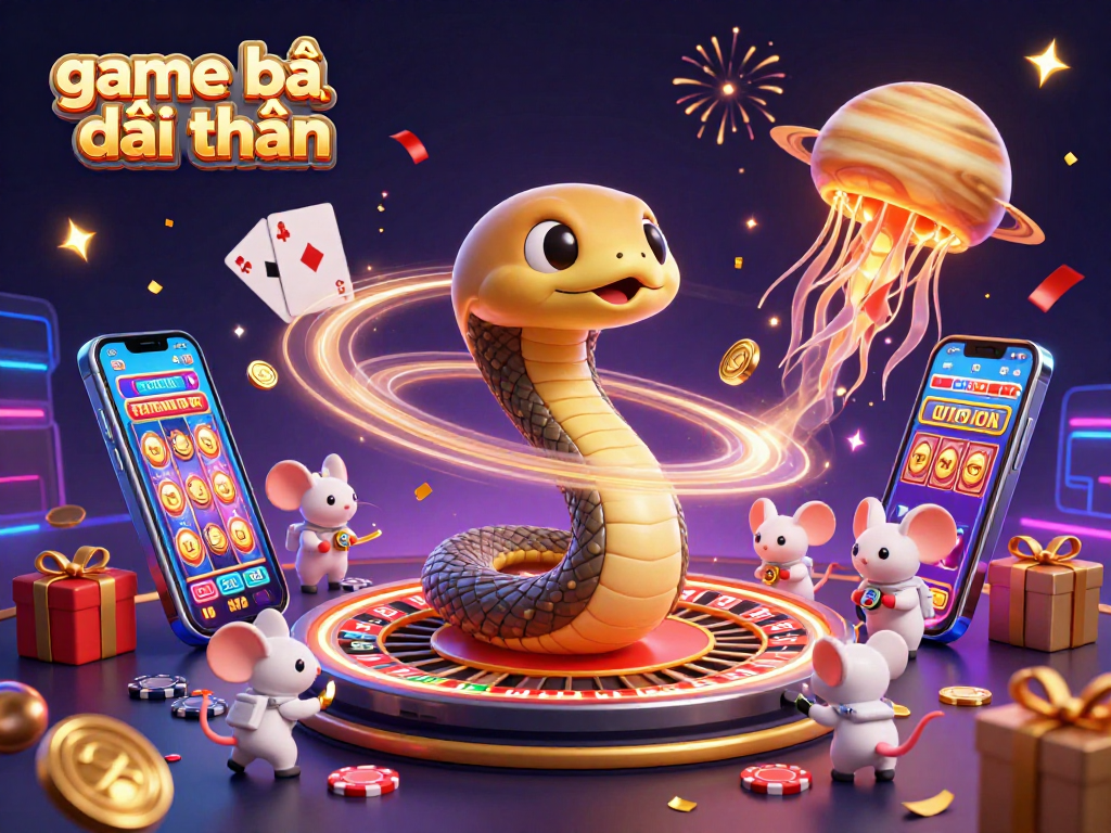 Experience game bài đổi thưởng with vivid slot games while astronaut mice place bets around a cosmic roulette.