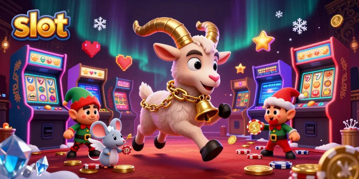 Menyaksikan slot dengan simbol buah di kasino Halloween yang dikelola oleh Krampus, mouse, dan elf.