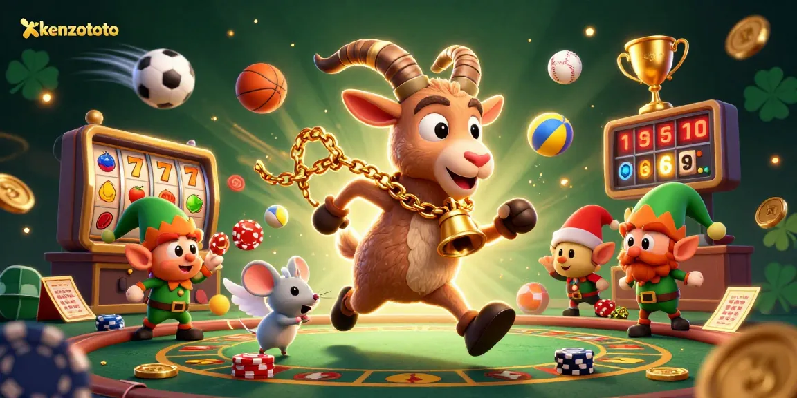 Kenzototo's vibrant holiday-horror casino scene with Krampus, angel mouse, and elf gremlins amidst festive elements.