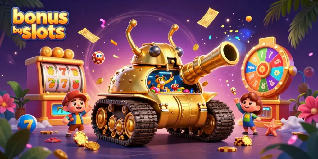 Experience exciting bonus buy slots with a vibrant casino scene featuring a golden beetle tank.