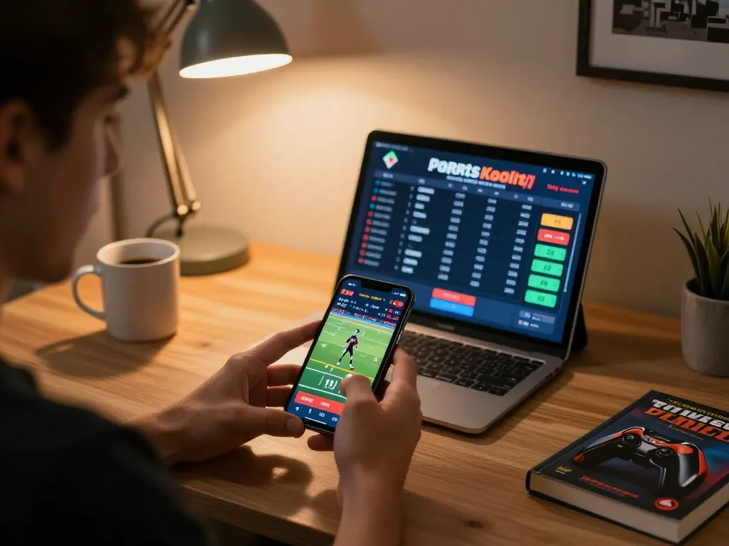 Engaging in Luck8 đăng nhập while strategizing sports betting in a cozy home office
