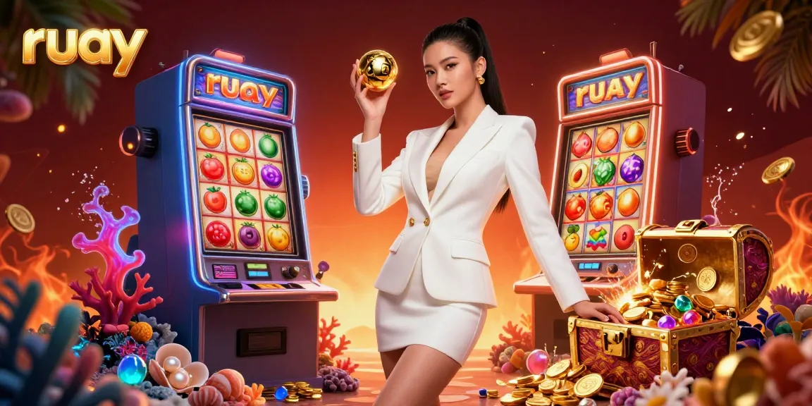 สัมผัสความตื่นเต้นของ Ruay กับหญิงสาวชาวเอเชียสุดเก๋ากำลูกบอลหวยทองคำท่ามกลางบรรยากาศคาสิโนที่สดใส