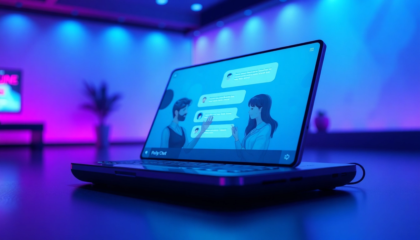 Engaging interactive 'porn ai chat' interface with vibrant colors and emotive avatars.