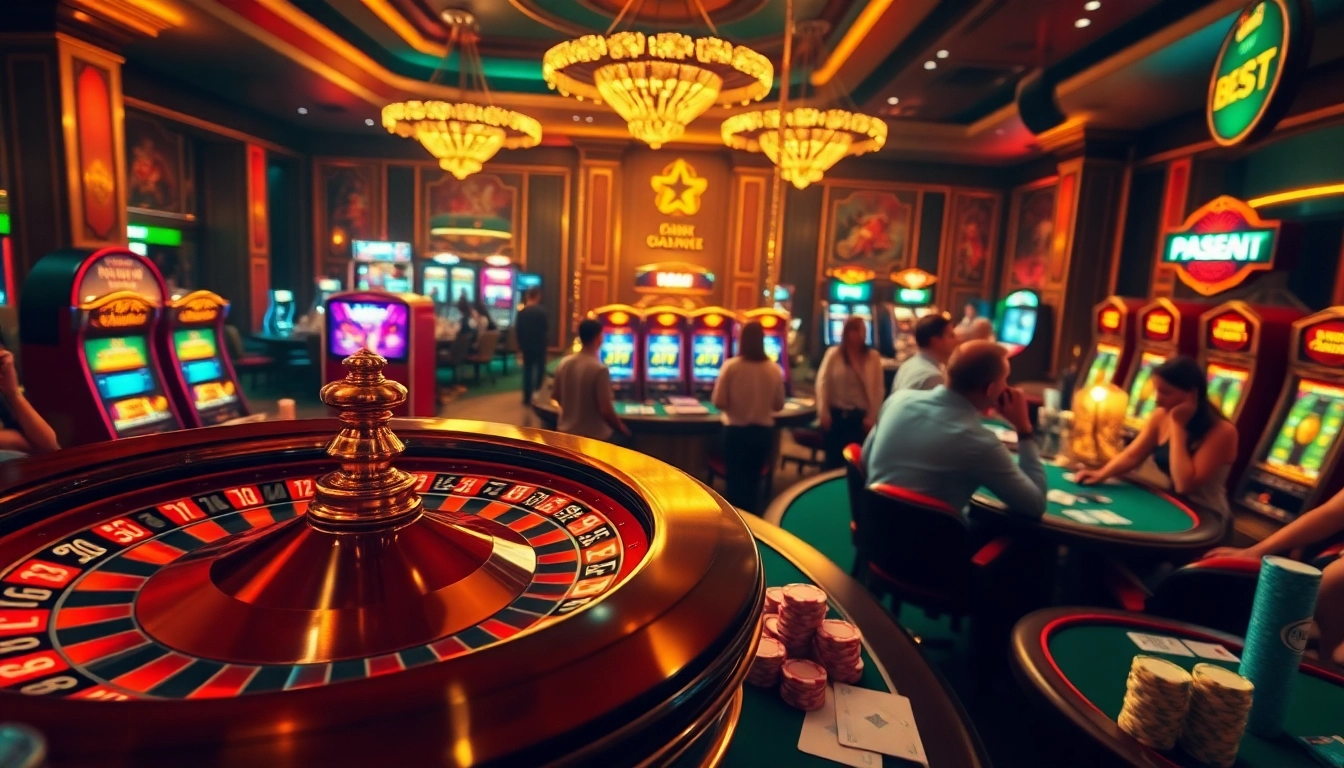 Engaging in เทคนิคแทงบอล at a bustling casino table with lively players and vibrant gaming elements.
