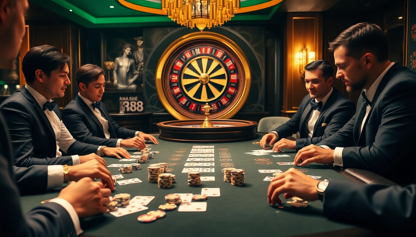 Experience thrilling gameplay at RR88 KJC with an elegant poker scene full of intense action.