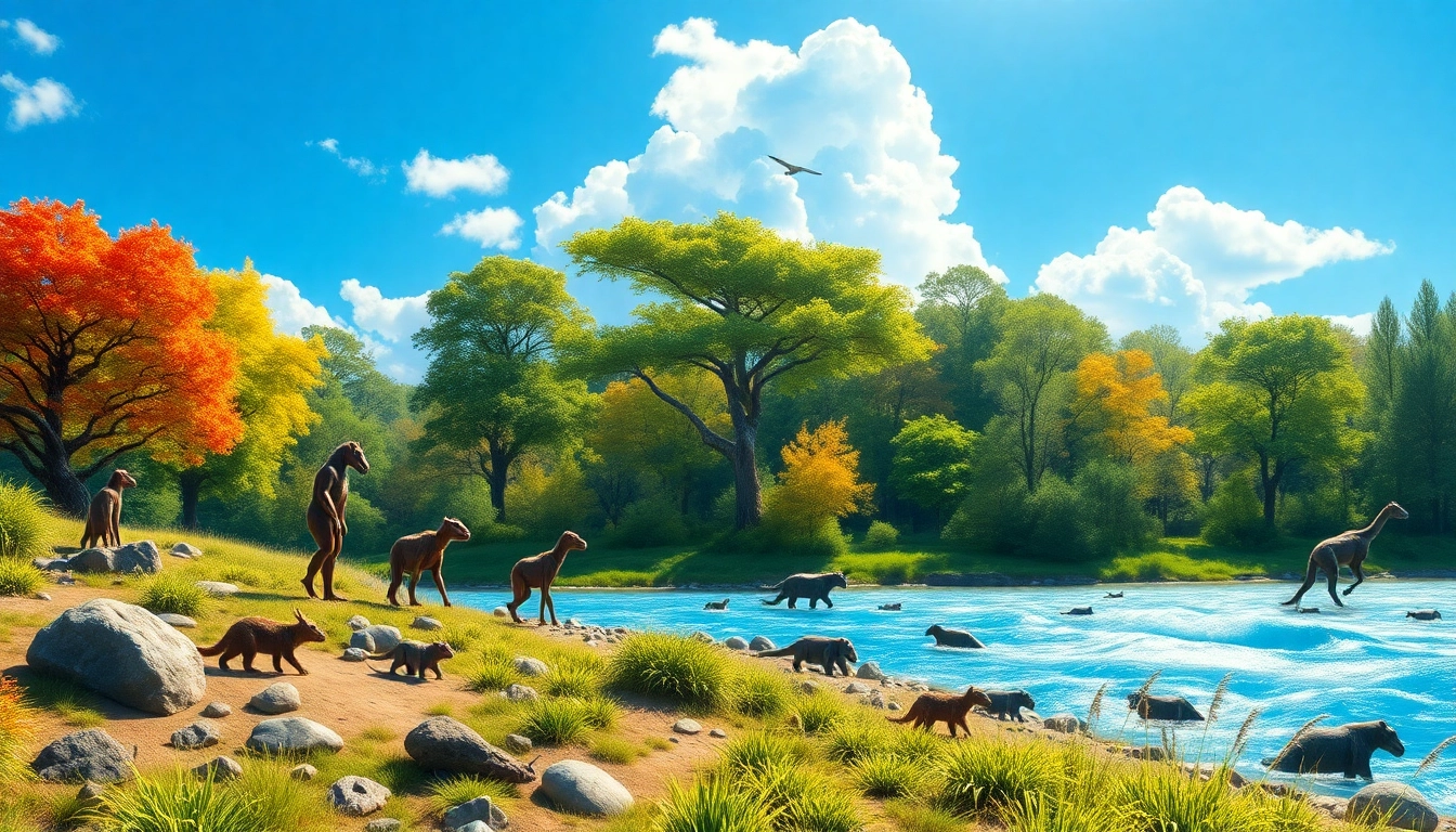 에볼루션의 다양한 생명체 변화 과정을 설명한 일러스트