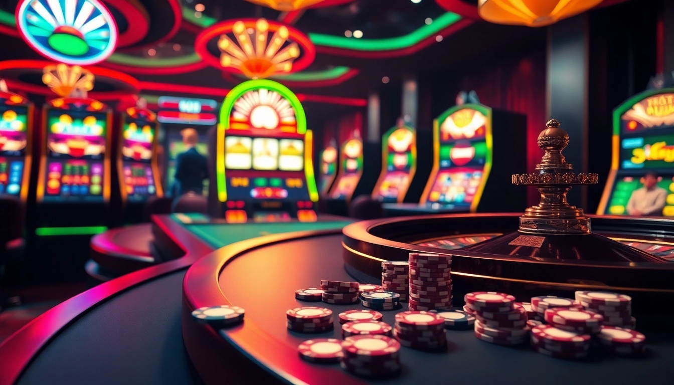 KTPJITU alternatif showcases an exciting slot scene with vibrant machines and characterized gambling elements.