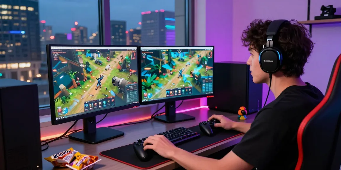 Person logged into Raja Game showing gaming interface on dual monitors.